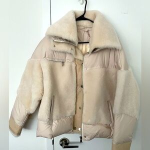 LoveShackFancy X Mark Miller real shearling puffer coat jacket NWT